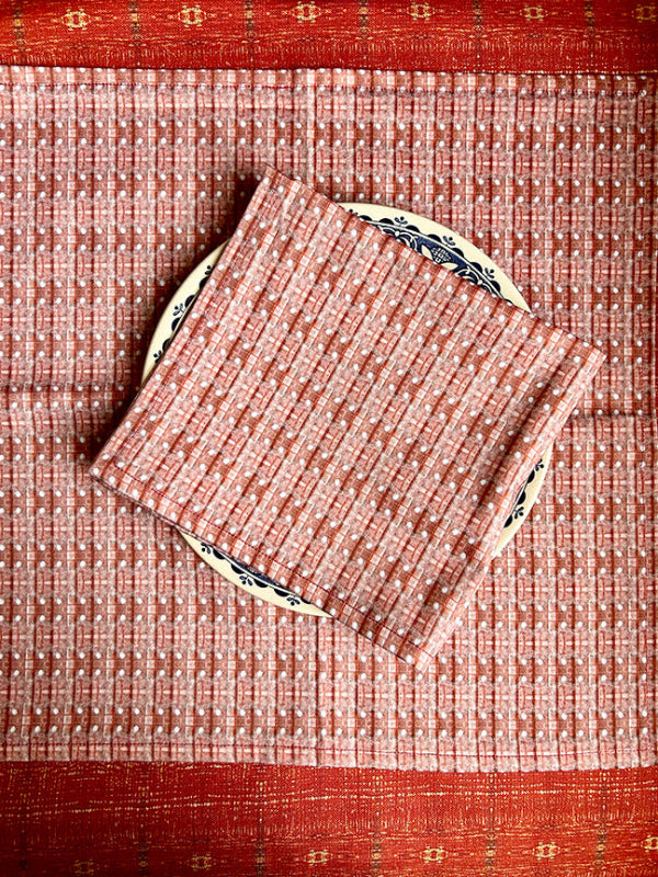 Sustainable Peaches and Cream Cotton Napkins, crafted from soft cotton, packaged plastic-free, and ideal for creating a premium table setting.