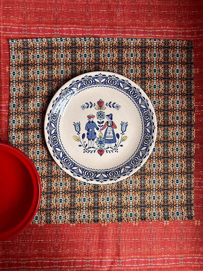 Blue Hedgerow Cotton Napkins, artist-designed with attention to detail, packaged plastic-free, and perfect for casual meals or celebratory gatherings.