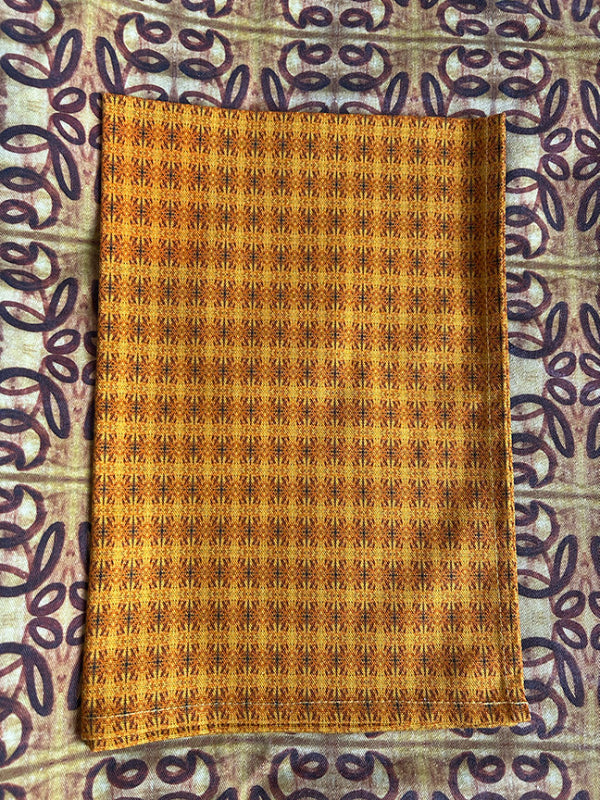 Sun's Ladder Tea Towel in yellow and orange, a premium, sustainable design digitally printed on quality cotton. Timeless elegance with vibrant colors.